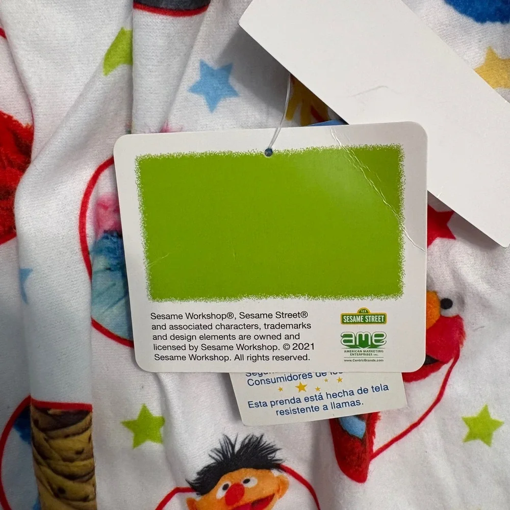 Sesame Street Nightgown Girls 24M White Elmo Cookie Monster Character Print NWT